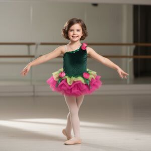 NWOT Fairy Costume Kids 4 Pink Green Ballet Tutu Dress Tinkerbell Pixie Wing